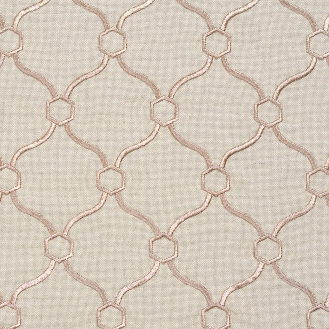 Natural Embroidery Geometric Linen Look Woven Pattern Upholstery Fabric by The Yard - SKU: Barwick Quartz